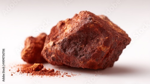 Close-up of bauxite ore displaying reddish-brown earthy texture