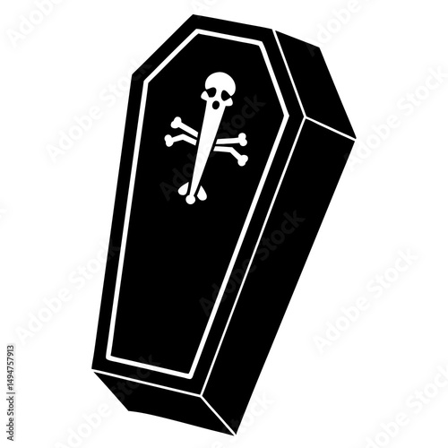  Coffin with bones inside silhouette vector illustration 