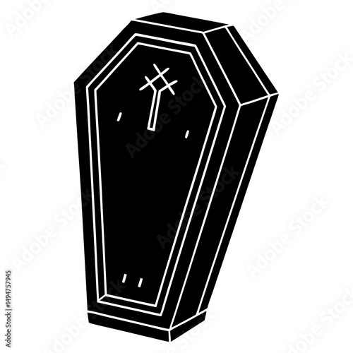  Coffin with bones inside silhouette vector illustration 