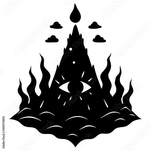 Glowing with eyes silhouette vector illustration 