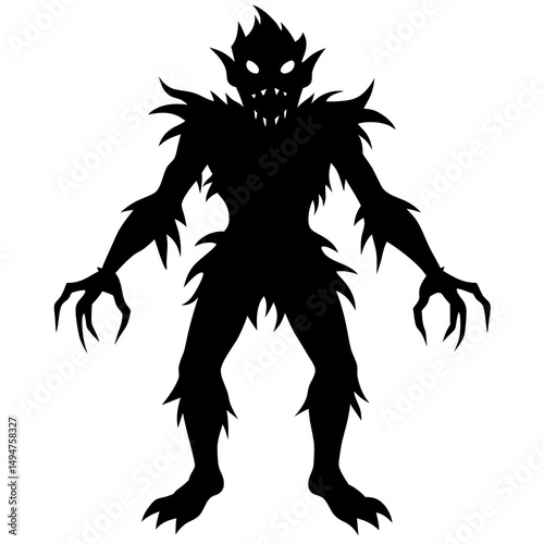 Halloween monster silhouette vector illustration 