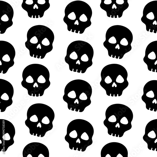 Halloween seamless pattern of skulls silhouette vector illustration 