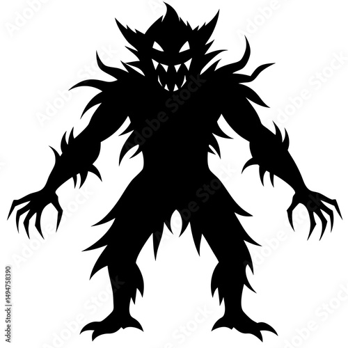 Halloween monster silhouette vector illustration 