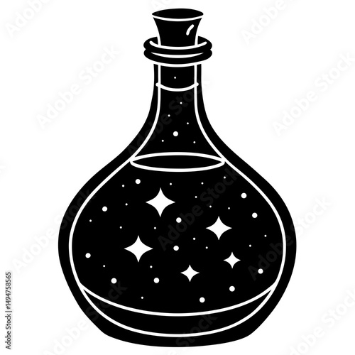 Magic potion bottle silhouette vector illustration 