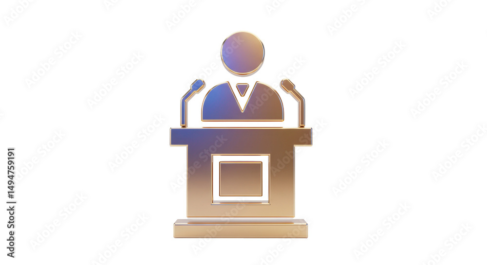 Isolated Metallic Podium Icon With Speaker Figure For Public Presentation Or Lecture Isolated Metallic Podium Icon With Speaker Figure For Public Presentation Or Lecture
