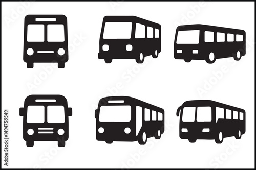 Various Bus Pose Silhouettes