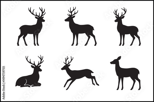 Various Deer Silhouette Forms