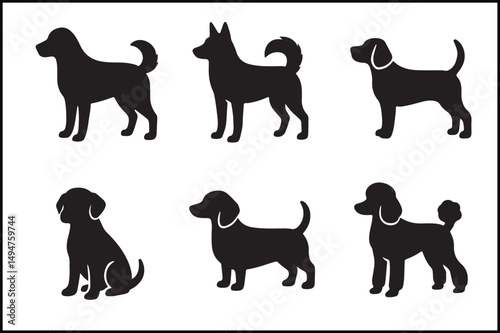 Unique Dog Pose Silhouette Set