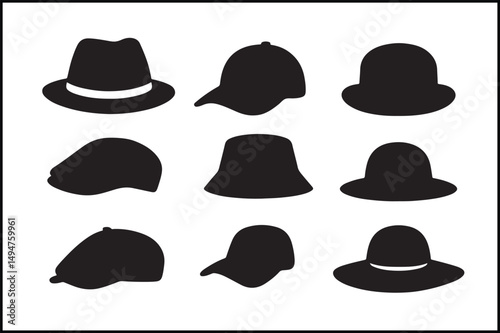 Assorted Hat Silhouette Designs