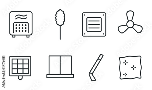 Home appliances line icons set – outline, linear, household and domestic tools