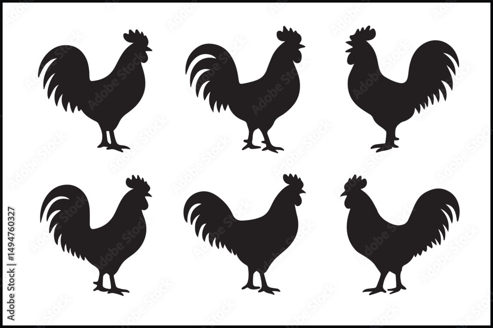 Fototapeta premium Unique Rooster Silhouette Designs