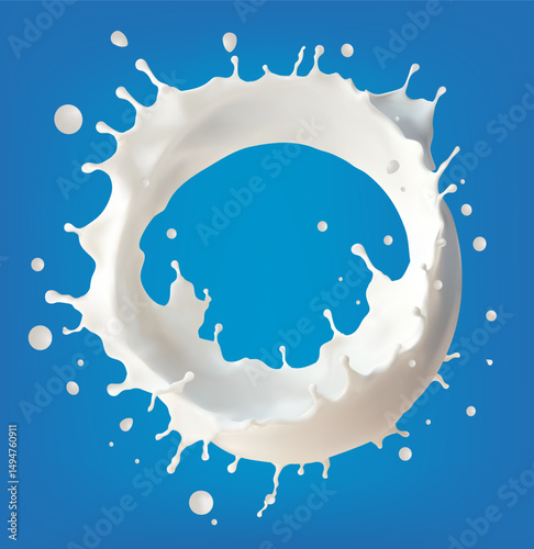 milk splashes slash circle wave isolated vector illustration