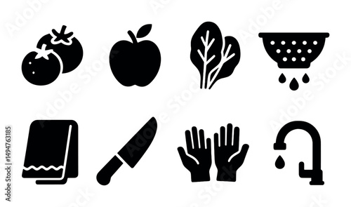 Kitchen and cooking solid icons set – filled, culinary, kitchenware graphics