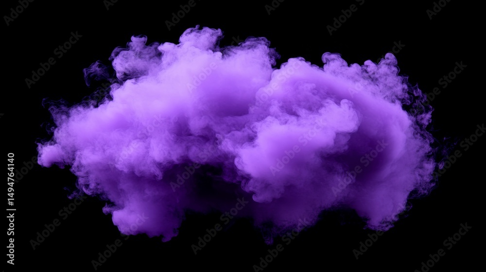 Fototapeta premium Purple Smoke Cloud On Black Background. Abstract Art.,Dynamic Movement.,High Contrast, Dark.