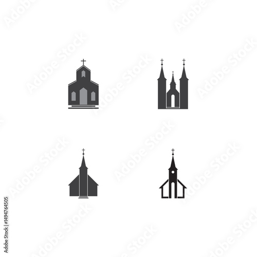 Church logo.Illustration of modern, clean church cross sign for a modern church sign.Icon of christian cross. Sign of catholic, religious and orthodox faith.