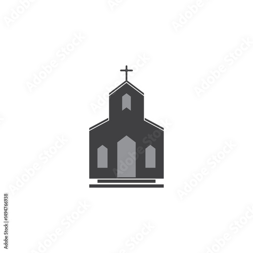 Church logo.Illustration of modern, clean church cross sign for a modern church sign.Icon of christian cross. Sign of catholic, religious and orthodox faith.