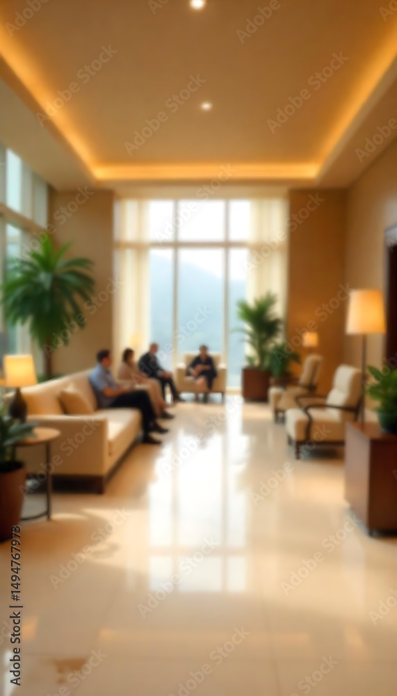 custom made wallpaper toronto digitalGenerative AI: Blurry Businessmen Relaxing in a Modern Corporate Lobby