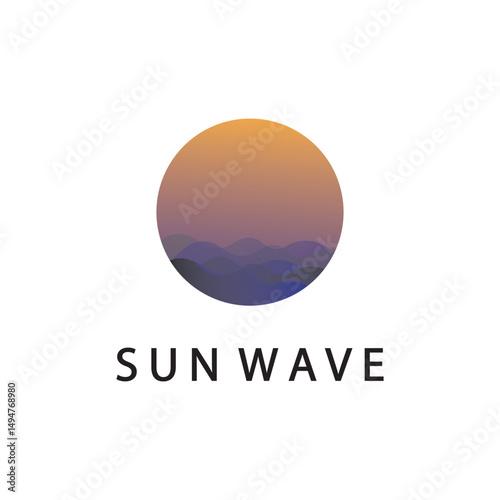 Water wave and sun icon vector illustration design logo