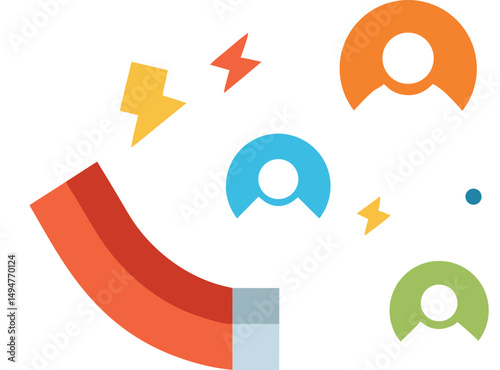 Inbound marketing magnet drawing in icons vector icon without background 
