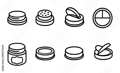 Wallpaper Mural Beauty product outline icons set – flat, skincare, cosmetic essentials symbols Torontodigital.ca