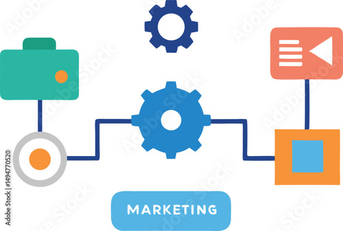 Marketing automation gears vector icon without background 