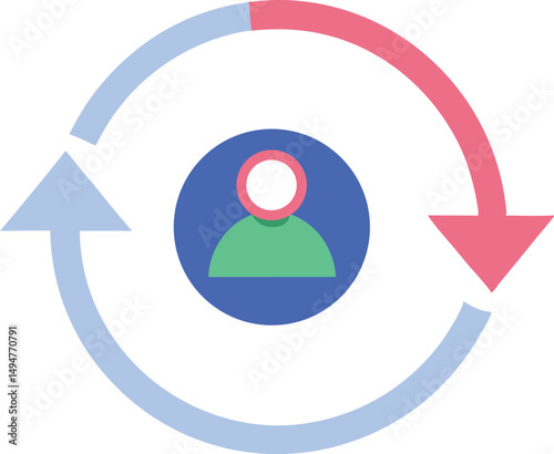 Retargeting ads arrow looping around vector icon without background 