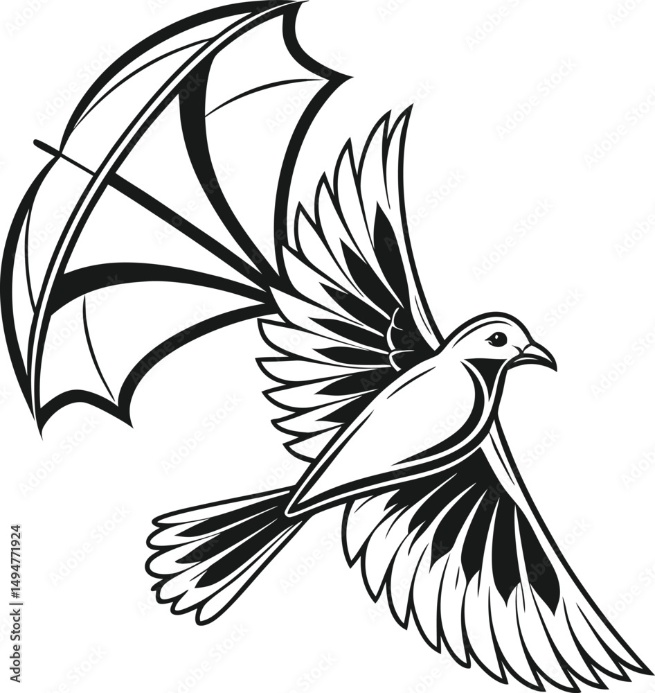 Obraz premium Bird soaring with parasail wing design