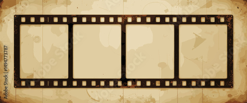 Vintage Film Strip Frame on Grunge Background Perfect for Retro Cinema or Photography Projects