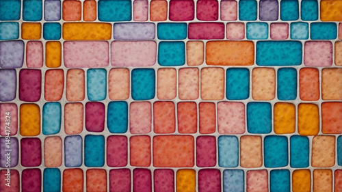 Soft Grid Blend Forming Melting Color Block Pattern