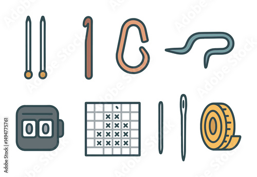 Outdoor adventure flat icons set – hiking, camping, exploration graphics