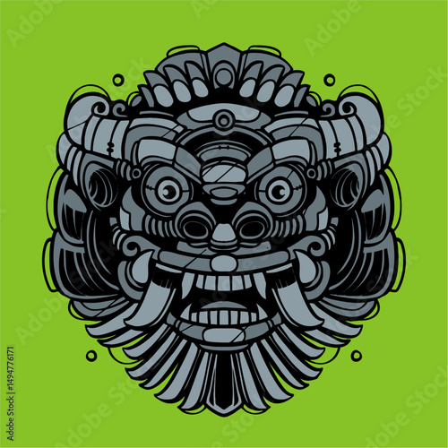 Vector Illustration of Mecha Barong Ket From Bali