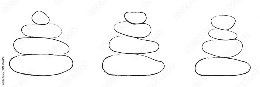 Balanced Zen stone logo template Vector Zen yoga stones stack or spa pebbles black and white graphic line illustration. Vector Illustration .EPS 10 . Balanced Zen stone logo template Vector Zen yoga stones stack or spa pebbles black and white graphic line illustration. Vector Illustration .EPS 10 .