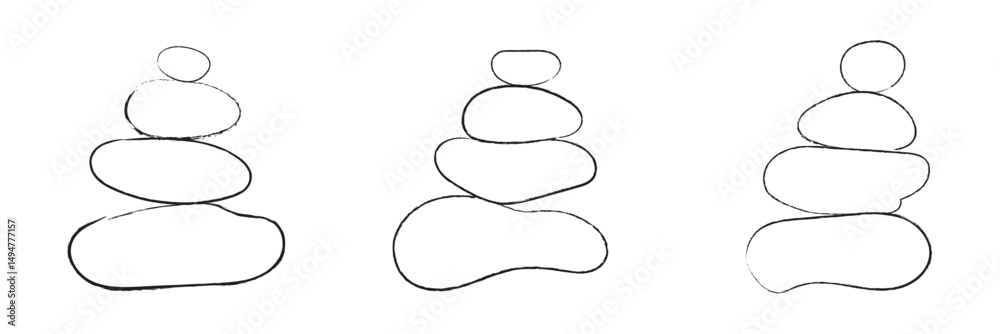 Balanced Zen stone logo template Vector Zen yoga stones stack or spa pebbles black and white graphic line illustration. Vector Illustration .EPS 10 . Balanced Zen stone logo template Vector Zen yoga stones stack or spa pebbles black and white graphic line illustration. Vector Illustration .EPS 10 .