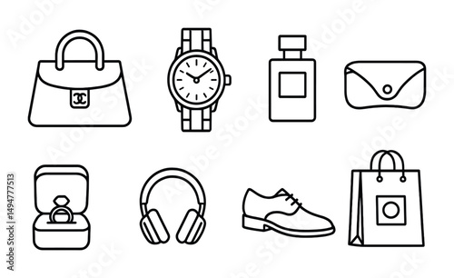 Fashion and accessories line icons set – outline, linear, style and design elements