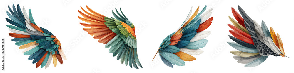 Fototapeta premium Vibrant and abstract wings in motion