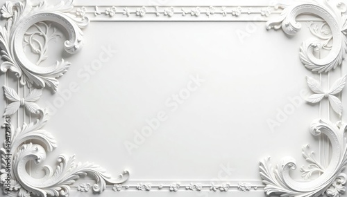 Intricate Roman-inspired white design on white backdrop, art, light, roman