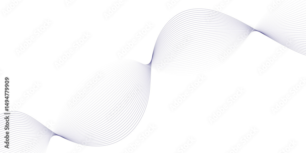 Fototapeta premium Undulate gray wave swirl. frequency soundwave; twisted curve lines with blend effect. Technology, data science, geometric border pattern.Isolated on white background. Vector illustration