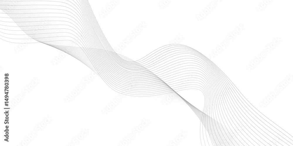 Fototapeta premium Vector abstract white light blend paper wave flow digital gradient transparent tech wave curve creative technology flowing smooth diagonal background. Modern creative wave lines glowing moving sound