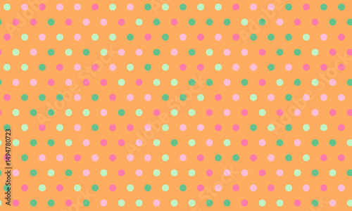 Delightful pastel polka dot pattern on a vibrant orange background. Perfect for cheerful branding, playful website design, or adding a touch of whimsy to any project.