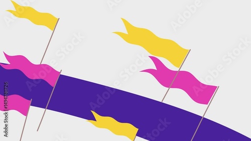 Motion poster trend art collage video of happy businessman run flag progress