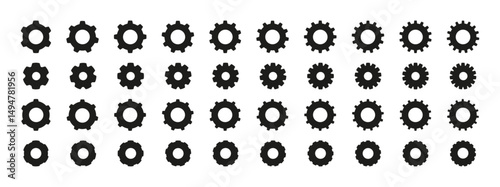 Flat gear function icon for web design. Business process automation and tech pictograms. vector illustration isolated on white background.