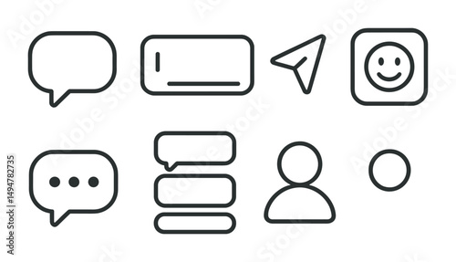 Chat and message icons set – outline, linear, communication symbols and tools