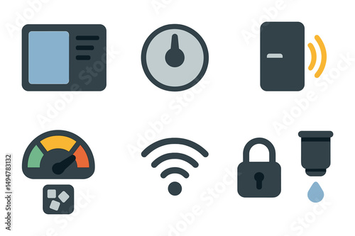 Home automation silhouette icons set – smart, digital, technology symbols