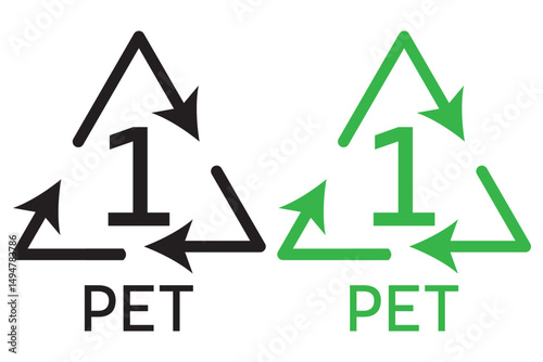 Plastic recycling code icon set. plastic recycling code 01-07 icon set. plastic recycling code symbol icon PETE, HDPE, PVC, LDPE, PP, PS, OTHER. Plastic, recycle, symbol, icons EPS 10