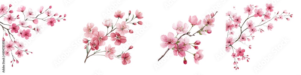 Fototapeta premium Pink cherry blossom flowers in spring