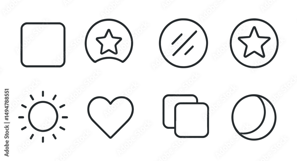 Geometric shape line icons set – outline, linear, abstract and minimalist symbols Geometric shape line icons set – outline, linear, abstract and minimalist symbols