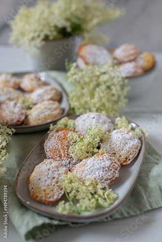 sweet home made Madeleine with elderflower
