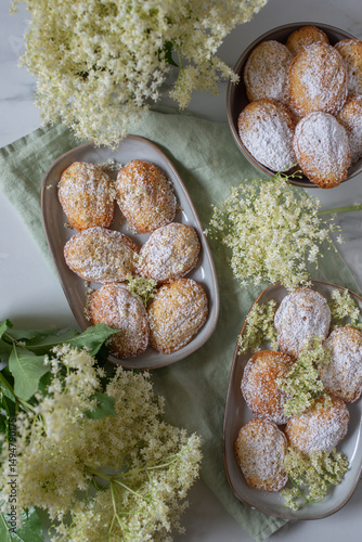sweet home made Madeleine with elderflower
