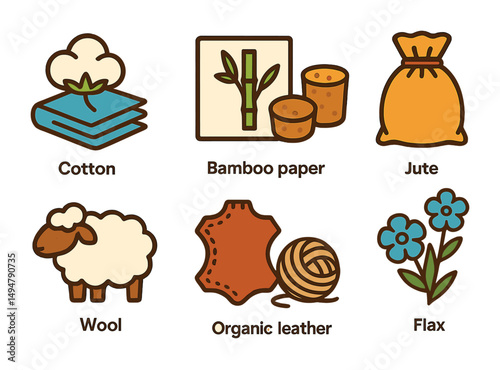 Eco-friendly flat icons set – sustainable, organic, natural product symbols