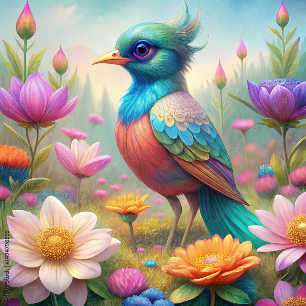 Obraz premium Happy Animals Around the Corner – Whimsical Illustration for Kids’ Prints, Posters, and Home Décor